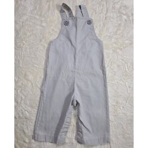 Vintage Health-Tex Baby Suspender Romper Overalls Gray Made USA 12M 80s